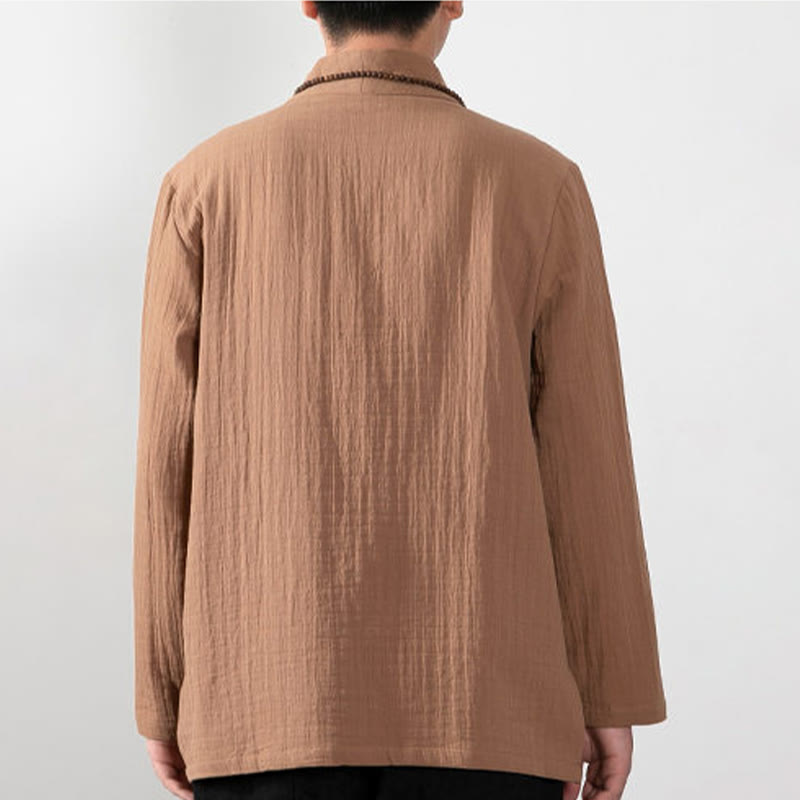 Buddha Stones秋 シンプル Vネック 長袖 Tシャツ コットン メンズ 服 - image 2