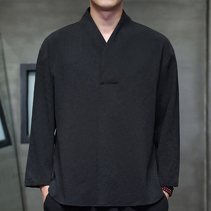 Buddha Stonesシンプル Vネック 長袖 Tシャツ メンズ 服 - 黒 - US/UK/AU46、 EU56 (5XL) - image 11