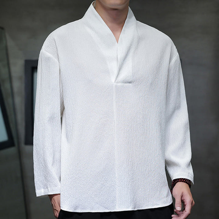 Buddha Stonesシンプル Vネック 長袖 Tシャツ メンズ 服 - image 6