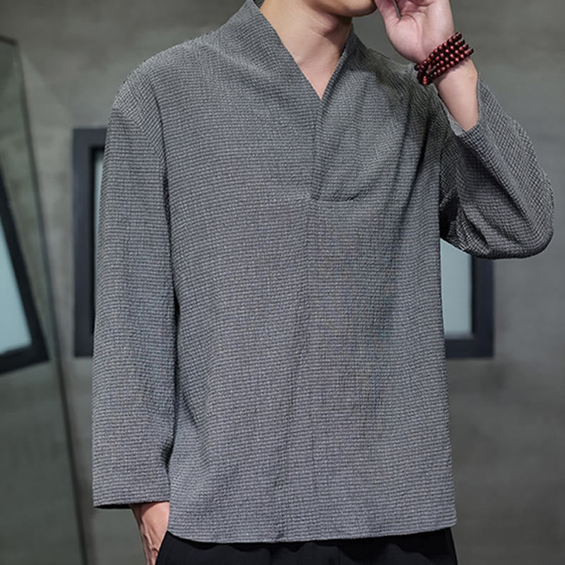 Buddha Stonesシンプル Vネック 長袖 Tシャツ メンズ 服 - image 22