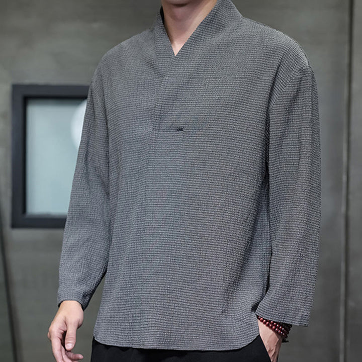 Buddha Stonesシンプル Vネック 長袖 Tシャツ メンズ 服 - image 23