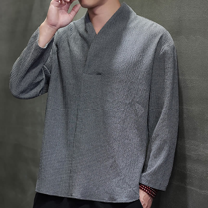 Buddha Stonesシンプル Vネック 長袖 Tシャツ メンズ 服 - image 24