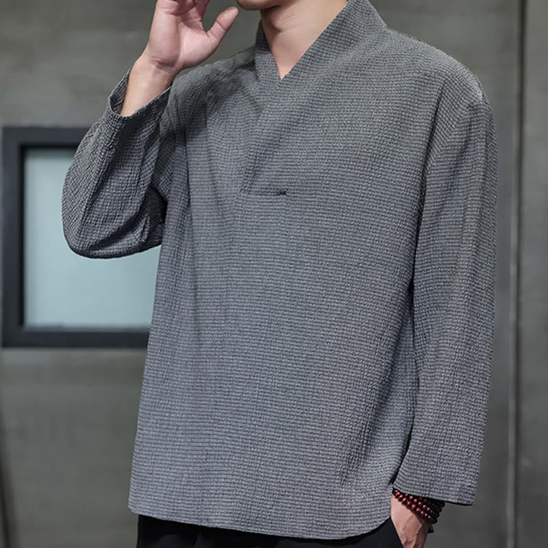 Buddha Stonesシンプル Vネック 長袖 Tシャツ メンズ 服 - image 25