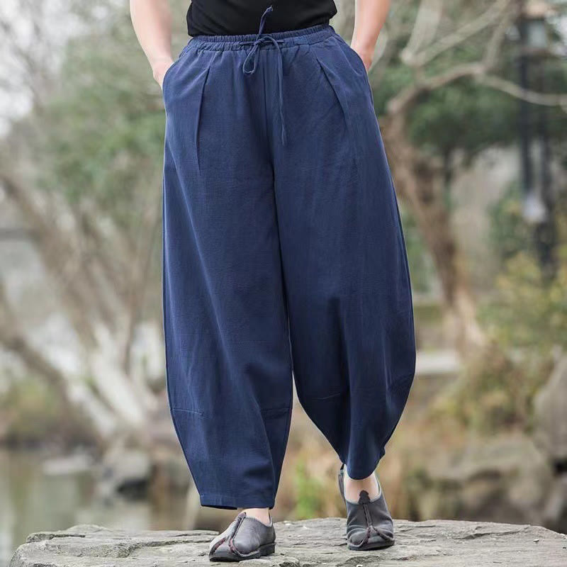 Buddha Stonesカジュアル シンプル ドローストリング メンズ ハーレムパンツ ポケット付き - スティールブルー - US/UK/AU44、EU54 (5XL) - image 0