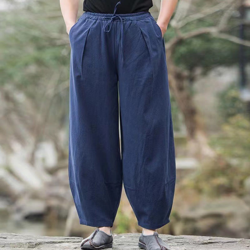 Buddha Stonesカジュアル シンプル ドローストリング メンズ ハーレムパンツ ポケット付き - image 3