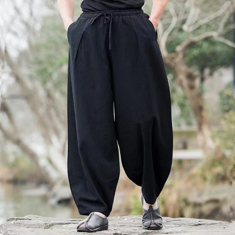 Buddha Stonesカジュアル シンプル ドローストリング メンズ ハーレムパンツ ポケット付き - image 7