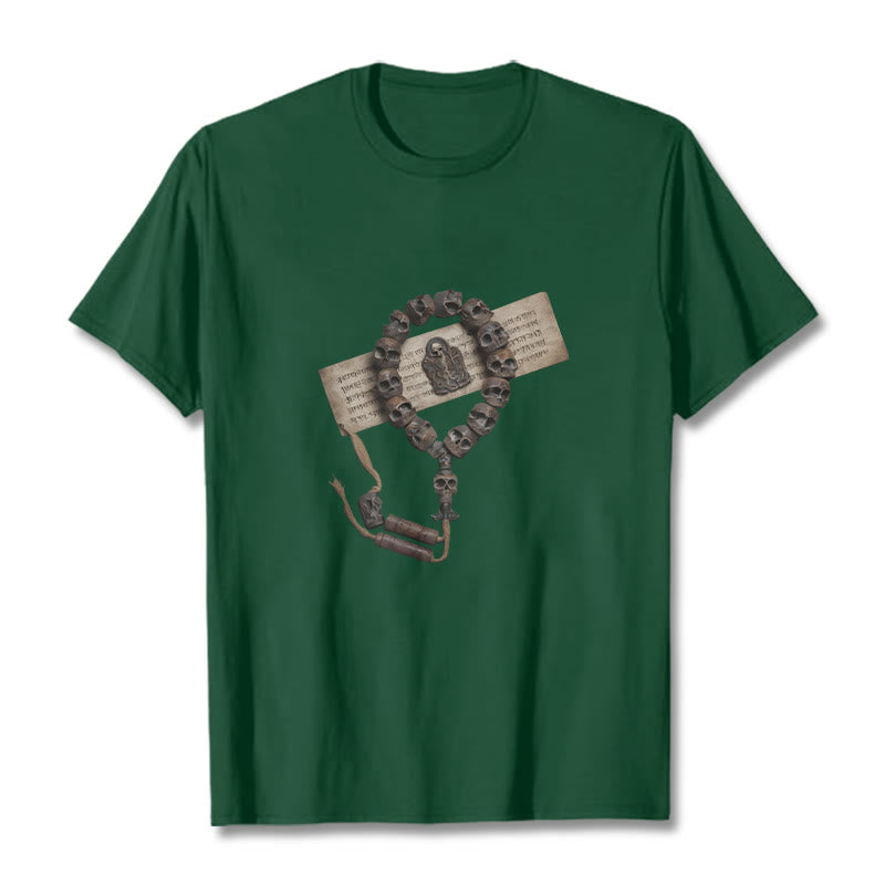 Buddha Stonesチベットの死体の王 森のビーズ柄 Tシャツ - フォレストグリーン - 2XL - image 7