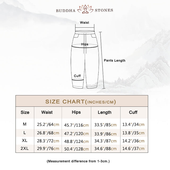 レディース ハーレムパンツ 夏用 コットン ウエスト紐付き ポケット付き Buddha Stones - image 4