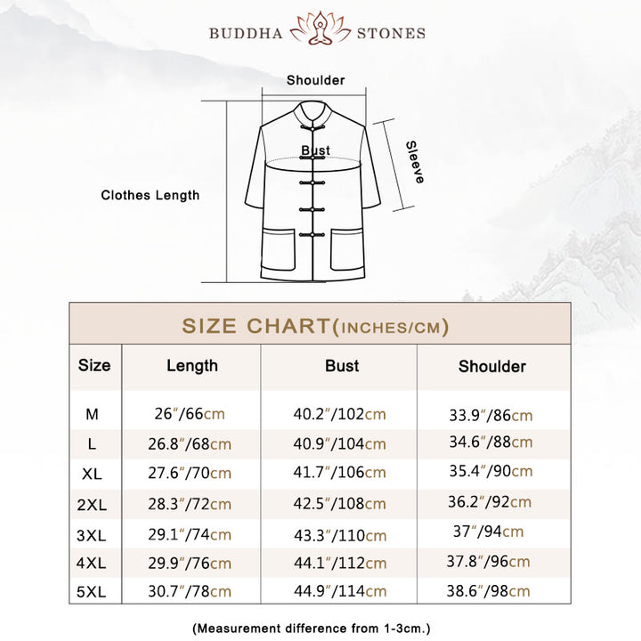 Buddha Stonesカエルボタン 中国唐装 半袖シャツ リネン メンズ ポケット付き - image 5