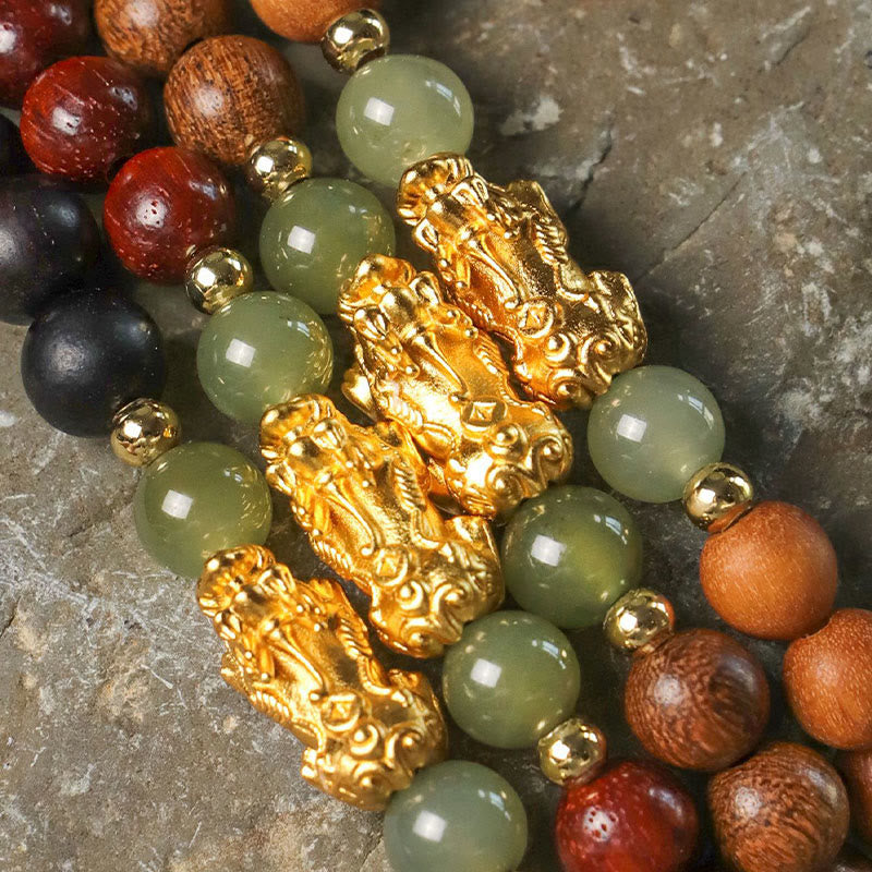 Buddha Stones999 スターリングシルバー 白檀黒檀小葉紫檀和田翡翠 辰砂 貔貅開運財運ブレスレット - image 20