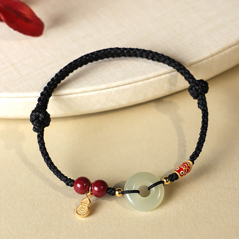 Buddha Stones赤糸 黒糸 和田翡翠 平和バックル 辰砂 925 シルバー 守護ブレスレット