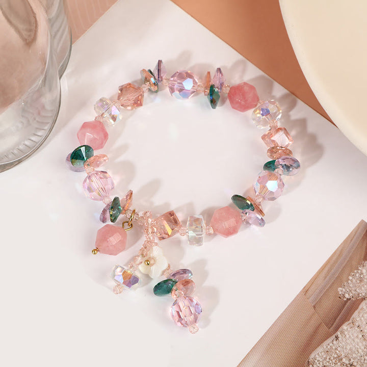 Buddha Stonesピンククリスタル グリーンクリスタル ホワイトクリスタル フラワー 温もりブレスレット - image 15