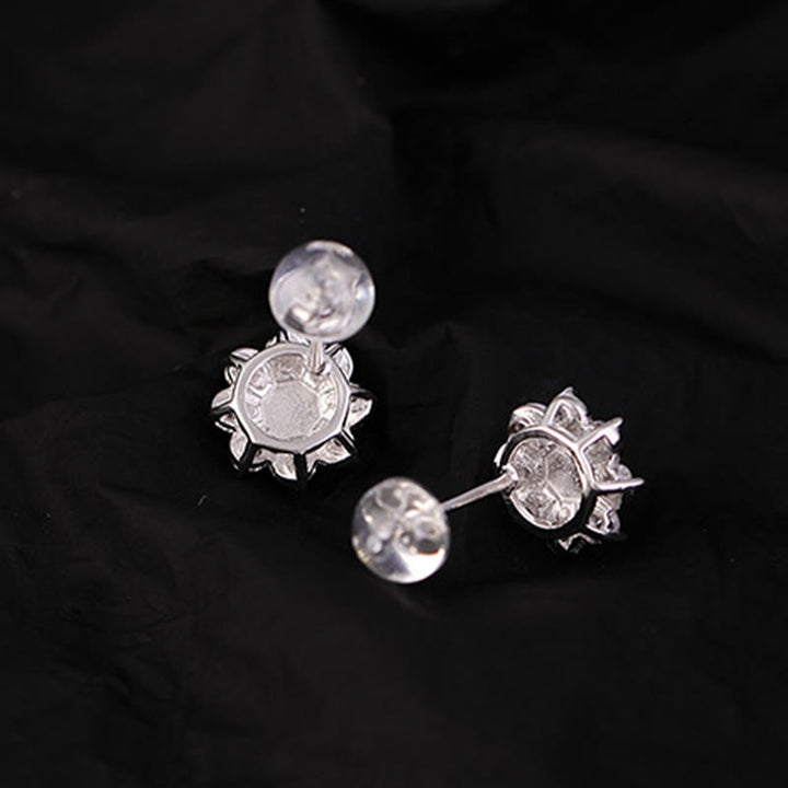 Buddha Stones925スターリングシルバー ラウンド 翡翠花 繁栄のイヤリング