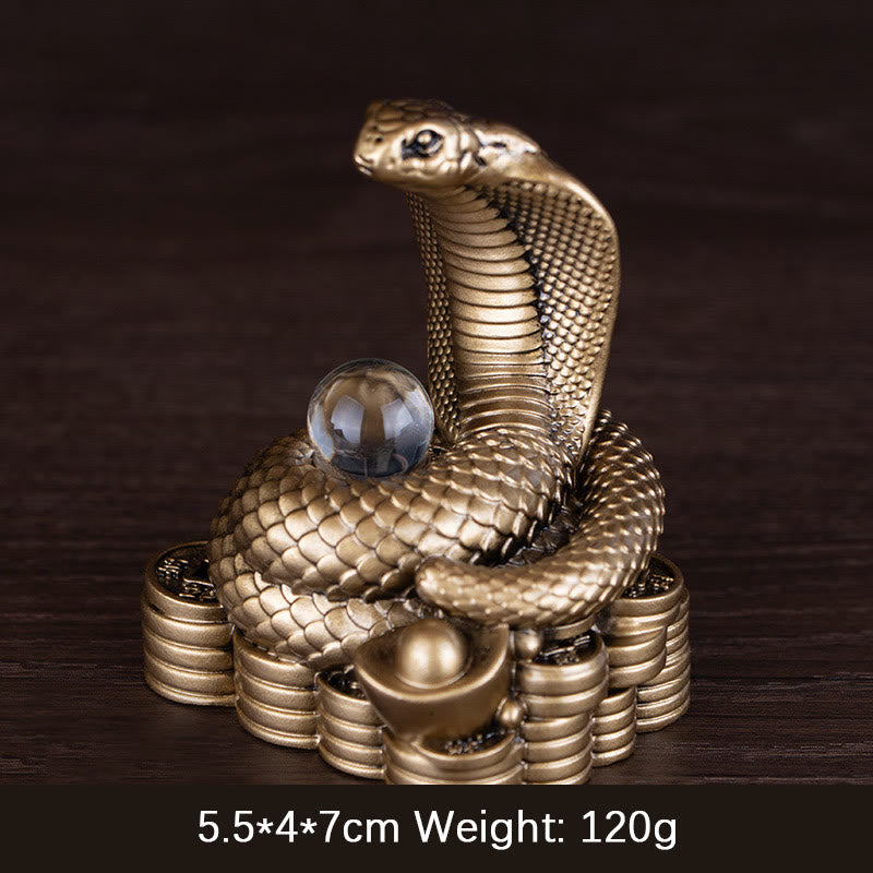蛇年用Buddha Stonesインゴット銅貨ボール富樹脂像ホームデコレーション - 小型ブロンズ製インゴットの蛇 5.5×4×7cm - image 2