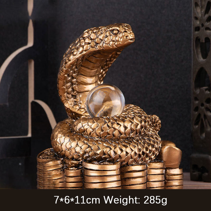 蛇年用Buddha Stonesインゴット銅貨ボール富樹脂像ホームデコレーション - 大型ブロンズ製インゴット蛇 8×5.5×9.2cm - image 5