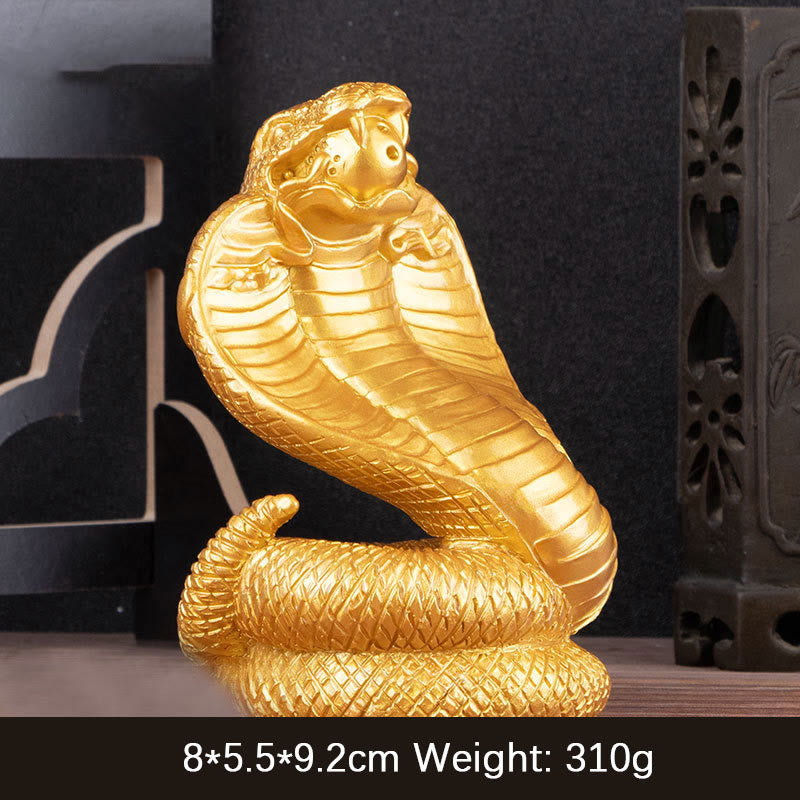 蛇年用Buddha Stonesインゴット銅貨ボール富樹脂像ホームデコレーション - ゴールデンスネーク 7×6×11cm - image 7