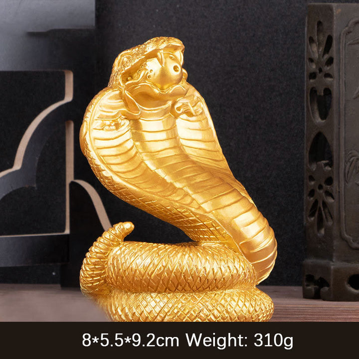 蛇年用Buddha Stonesインゴット銅貨ボール富樹脂像ホームデコレーション - ゴールデンスネーク 7×6×11cm - image 7