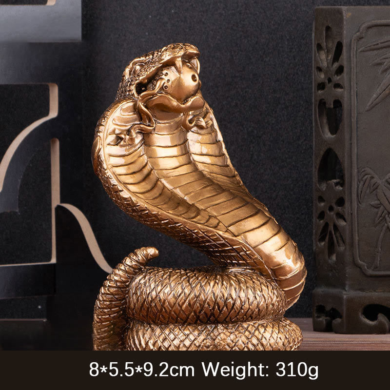 蛇年用Buddha Stonesインゴット銅貨ボール富樹脂像ホームデコレーション - ブロンズ製蛇 7×6×11cm - image 10