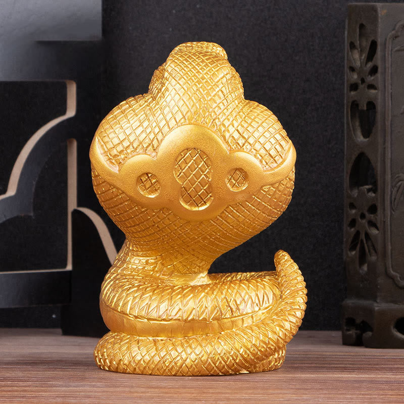 蛇年用Buddha Stonesインゴット銅貨ボール富樹脂像ホームデコレーション - image 9