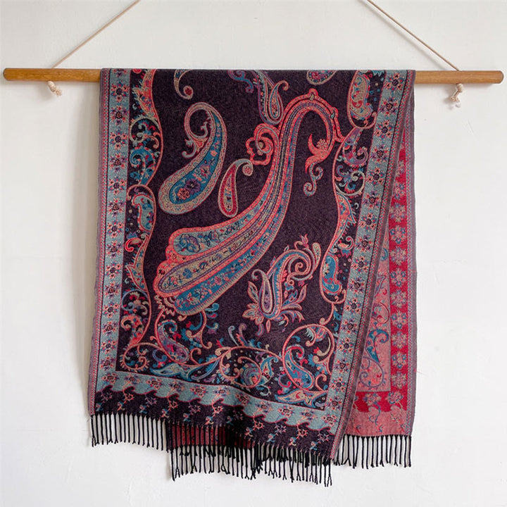 Buddha Stonesチベットカシューフラワータッセルショール秋冬用快適トラベルスカーフラップ - image 27