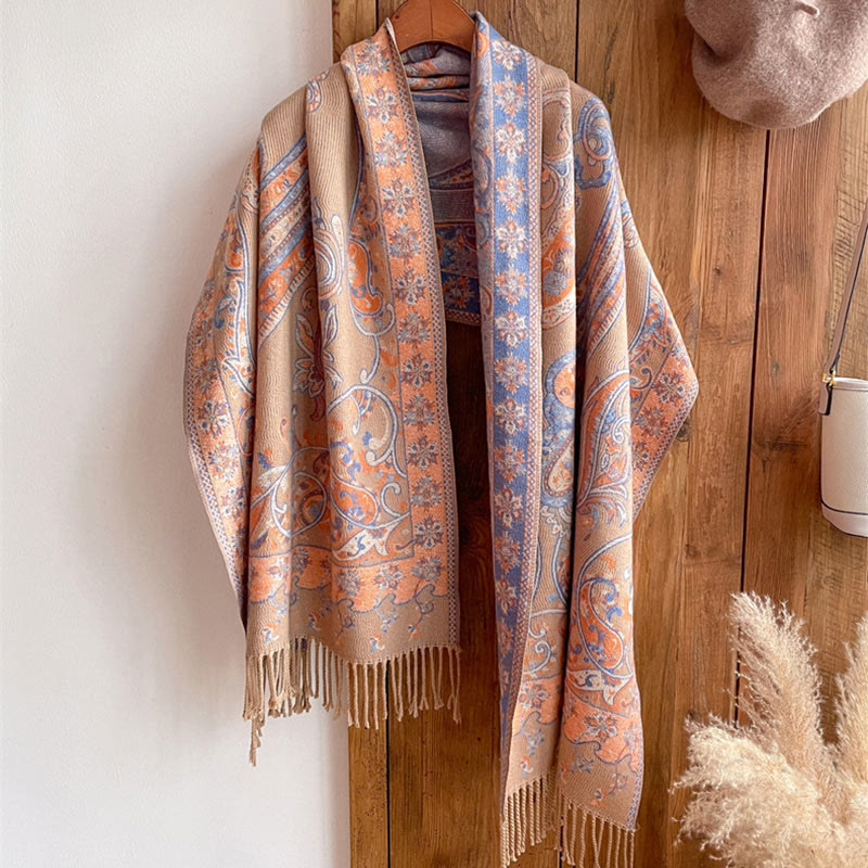 Buddha Stonesチベットカシューフラワータッセルショール秋冬用快適トラベルスカーフラップ - image 34