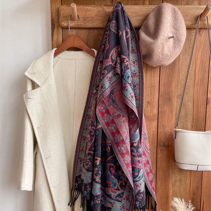 Buddha Stonesチベットカシューフラワータッセルショール秋冬用快適トラベルスカーフラップ - image 26