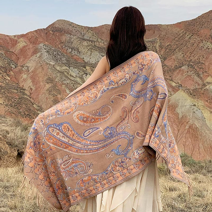 Buddha Stonesチベットカシューフラワータッセルショール秋冬用快適トラベルスカーフラップ - image 31