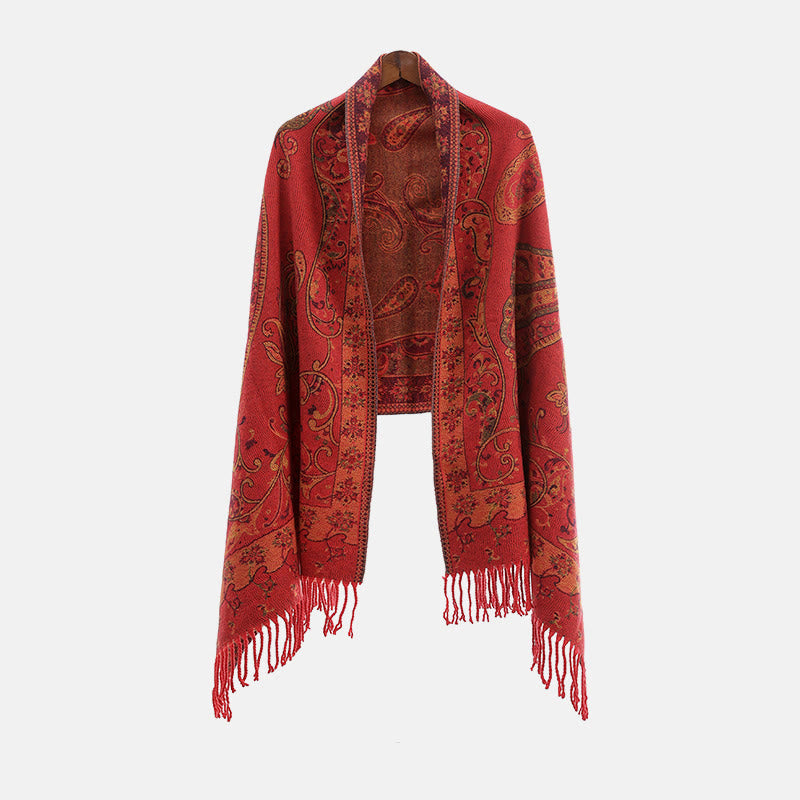 Buddha Stonesチベットカシューフラワータッセルショール秋冬用快適トラベルスカーフラップ - image 17