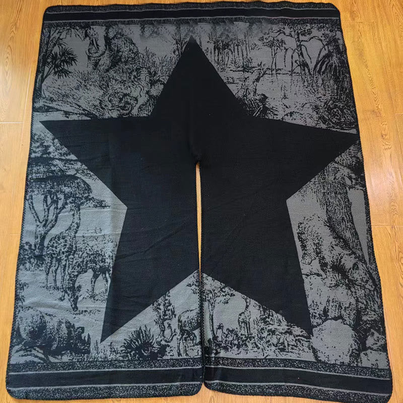 Buddha Stonesブラックグレー ニホンジカ 動物 森 両面 ショール 秋冬 暖かい スカーフ ラップ - image 16