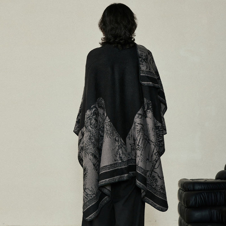 Buddha Stonesブラックグレー ニホンジカ 動物 森 両面 ショール 秋冬 暖かい スカーフ ラップ - image 9