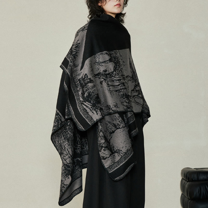 Buddha Stonesブラックグレー ニホンジカ 動物 森 両面 ショール 秋冬 暖かい スカーフ ラップ - image 11