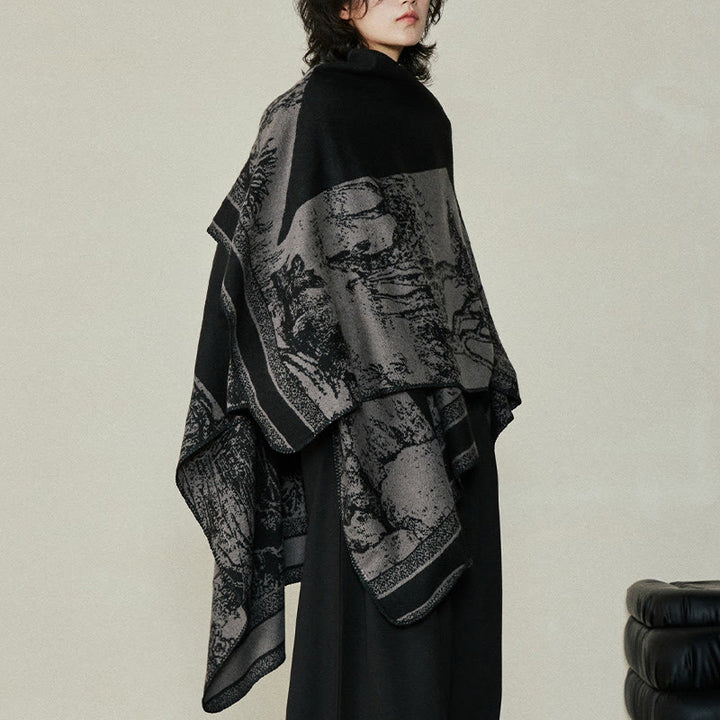 Buddha Stonesブラックグレー ニホンジカ 動物 森 両面 ショール 秋冬 暖かい スカーフ ラップ - image 11