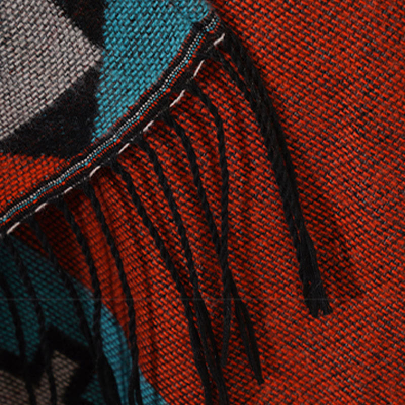 Buddha Stonesチベット オレンジ 幾何学模様 菱形模様 タッセル ショール 秋冬 暖かい スカーフ ラップ - image 18