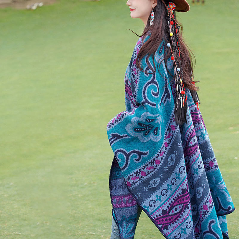 Buddha Stonesチベット 幾何学模様 横縞 花柄 ショール 秋冬 暖かい ソフト スカーフ ラップ - image 11