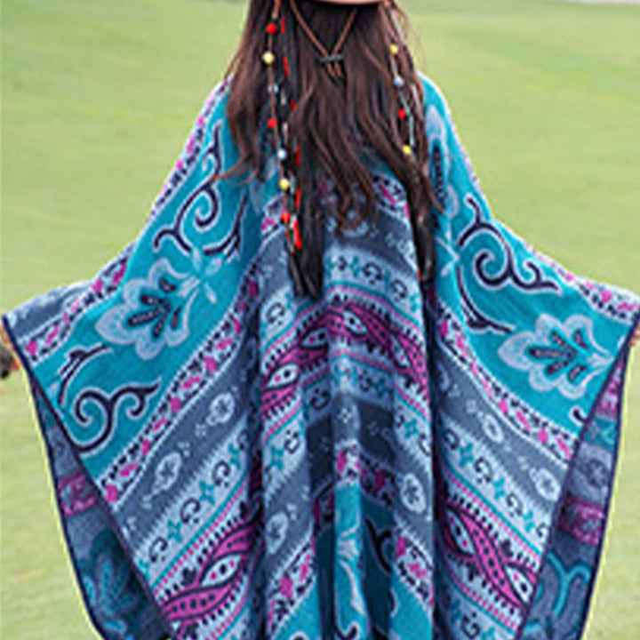 Buddha Stonesチベット 幾何学模様 横縞 花柄 ショール 秋冬 暖かい ソフト スカーフ ラップ - image 3