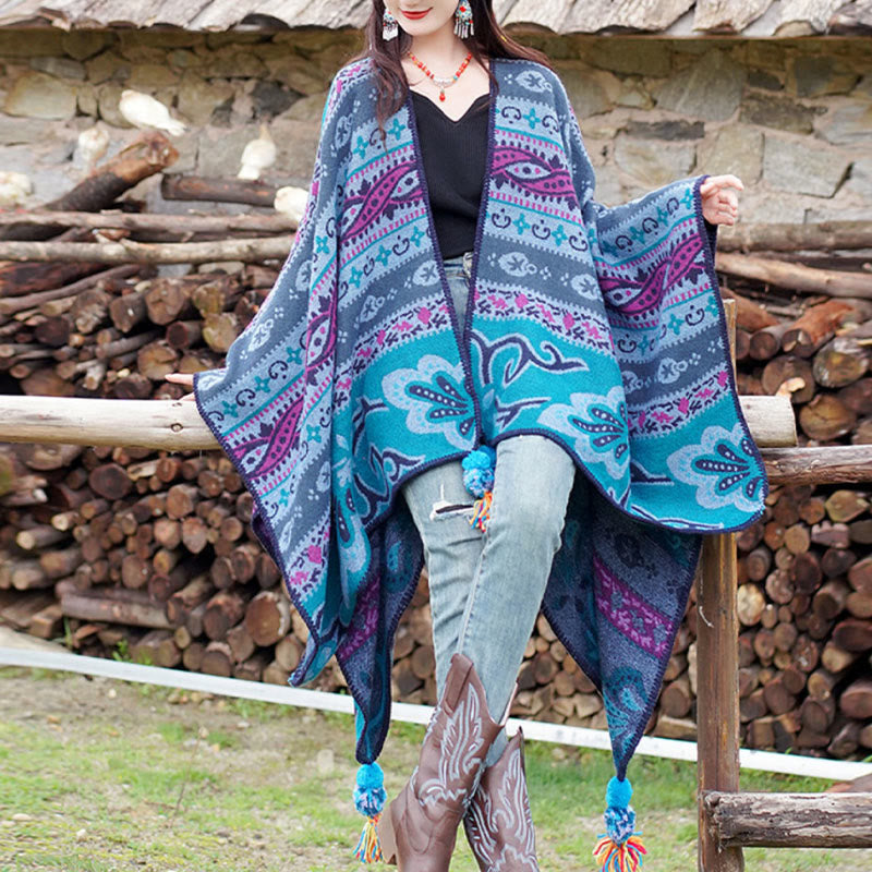 Buddha Stonesチベット 幾何学模様 横縞 花柄 ショール 秋冬 暖かい ソフト スカーフ ラップ - image 6