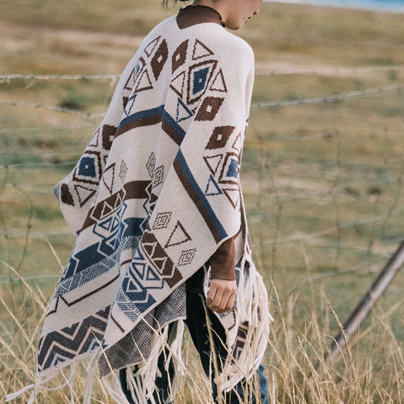 Buddha Stonesチベットウェーブストライプ幾何学タッセルショール秋冬心地よいスカーフラップ - image 4