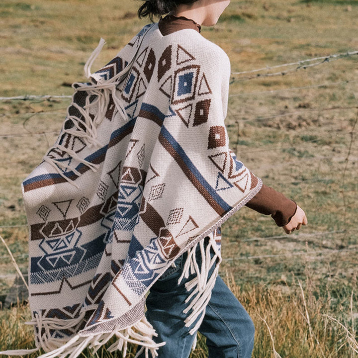 Buddha Stonesチベットウェーブストライプ幾何学タッセルショール秋冬心地よいスカーフラップ - image 8