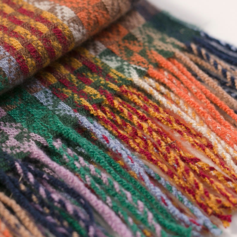 Buddha Stonesチベット カラフル ストライプ 幾何学 タッセル ショール 秋冬 ソフト スカーフ ラップ - image 17