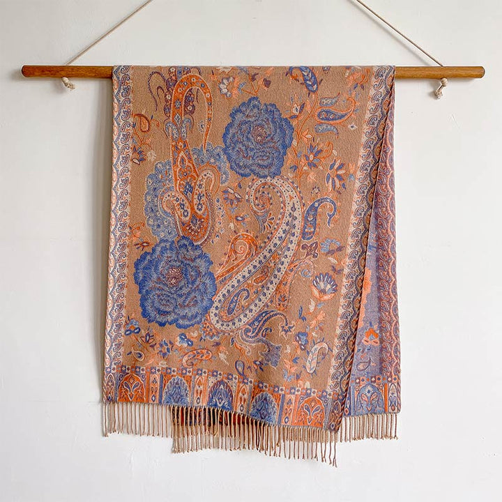 Buddha Stones、チベットカシューナッツ、牡丹の花、つるタッセルショール、秋冬用、心地よいスカーフラップ - image 31