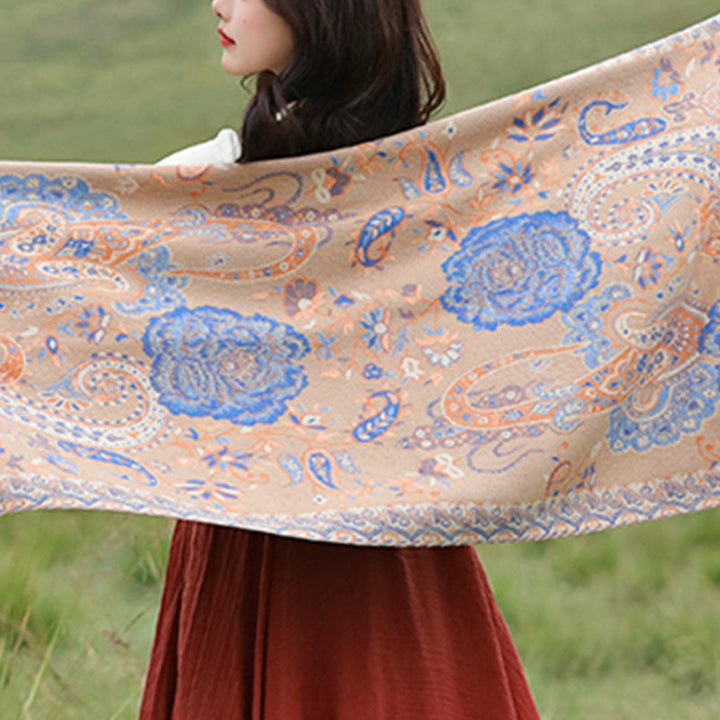 Buddha Stones、チベットカシューナッツ、牡丹の花、つるタッセルショール、秋冬用、心地よいスカーフラップ - image 28