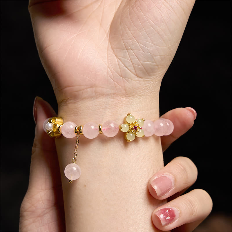 Buddha Stonesピンククリスタル シトリンフラワー ウォームスブレスレット - image 6