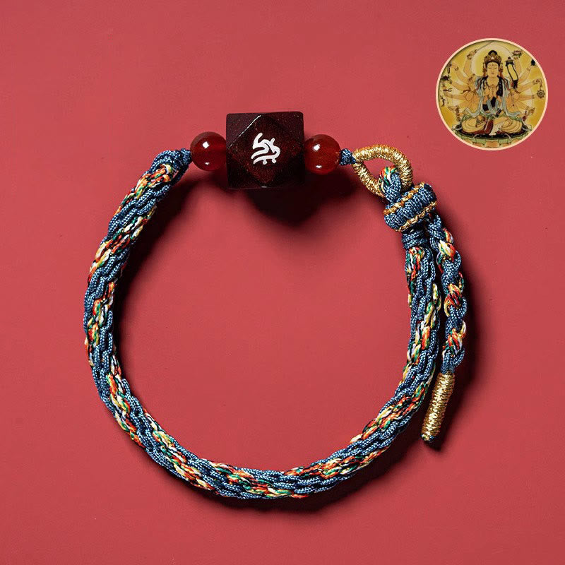 Buddha Stones十二支誕生仏小葉紫檀赤紐守護ブレスレット