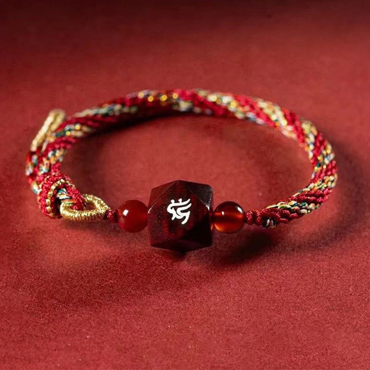 Buddha Stones十二支誕生仏小葉紫檀赤紐守護ブレスレット