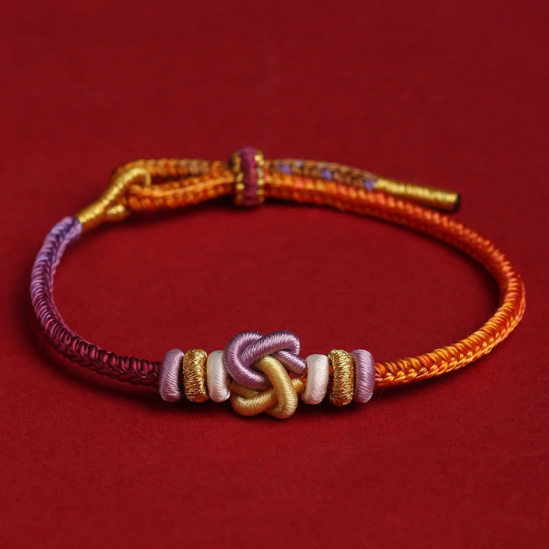Buddha Stonesのカラフルな紐ハートノット保護編みブレスレット