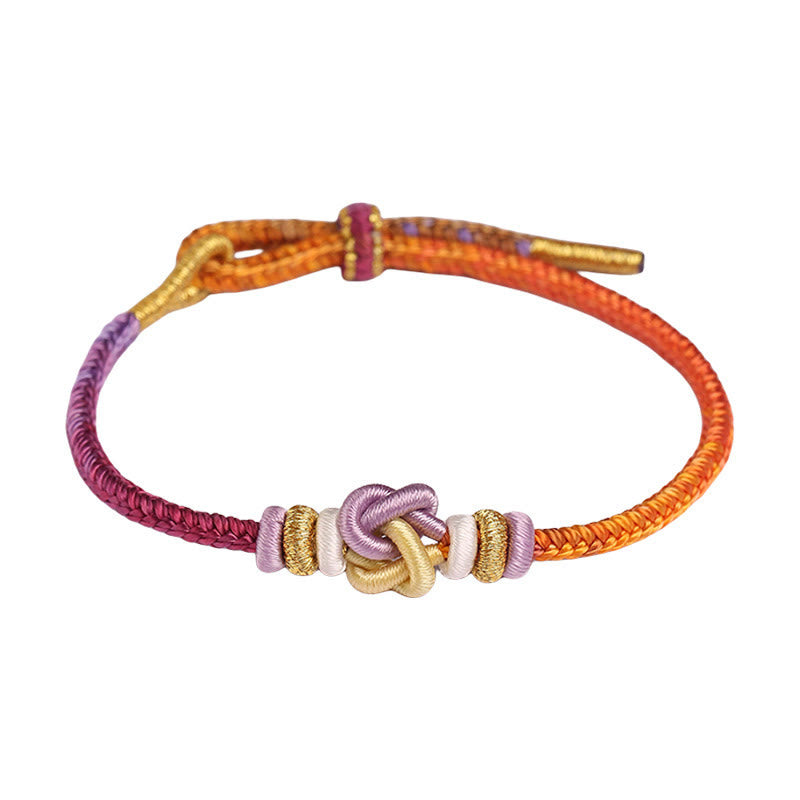 Buddha Stonesのカラフルな紐ハートノット保護編みブレスレット