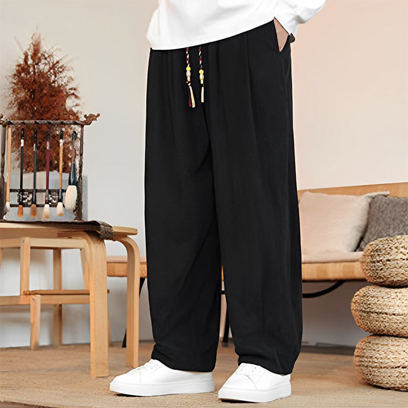 Buddha Stones秋冬 メンズ ドローストリング コーデュロイ 無地 ポケット付きパンツ - image 19