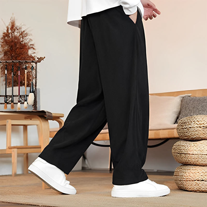 Buddha Stones秋冬 メンズ ドローストリング コーデュロイ 無地 ポケット付きパンツ - image 17