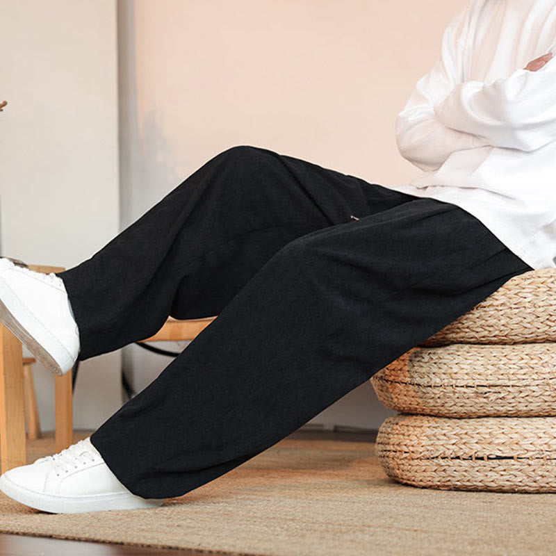 Buddha Stones秋冬 メンズ ドローストリング コーデュロイ 無地 ポケット付きパンツ - image 22