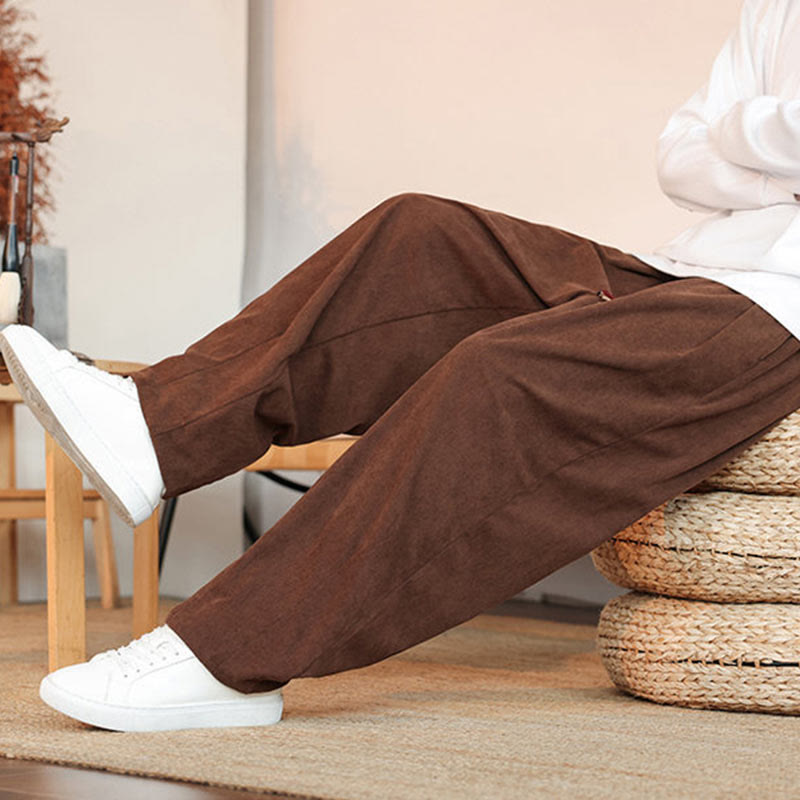 Buddha Stones秋冬 メンズ ドローストリング コーデュロイ 無地 ポケット付きパンツ - image 31